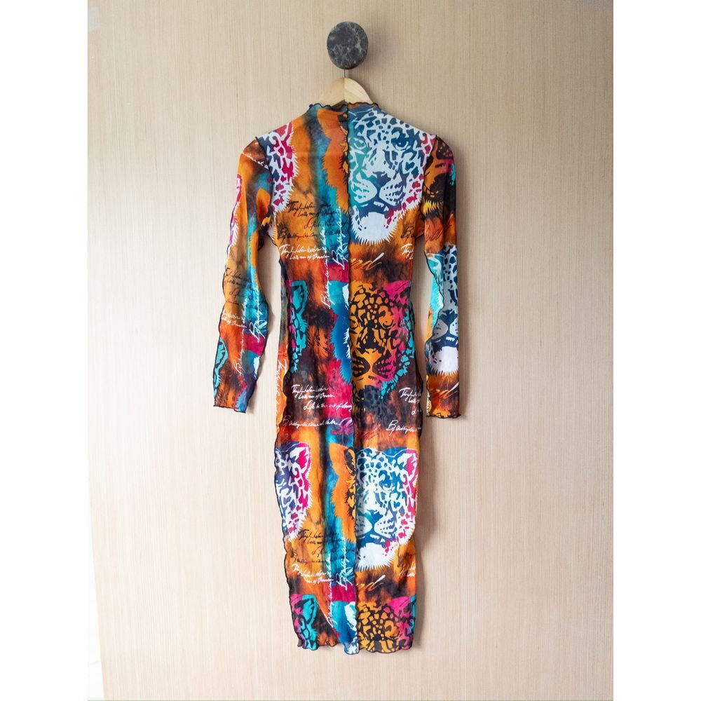 April Vibrant Leopard Print Bodycon Dress Multi-Color Wild Animal Pattern Small - Picture 7 of 7